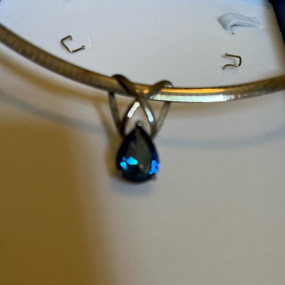 NIB Blue Topaz Teardrop Pendant Necklace - Picture 4 of 4